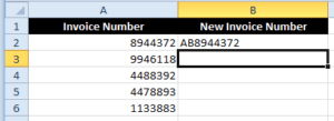 Excel Flash Fill Example adding text to numbers.