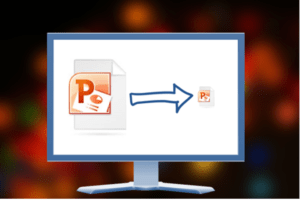 PowerPoint icons representing reduce the size of PowerPoint files.