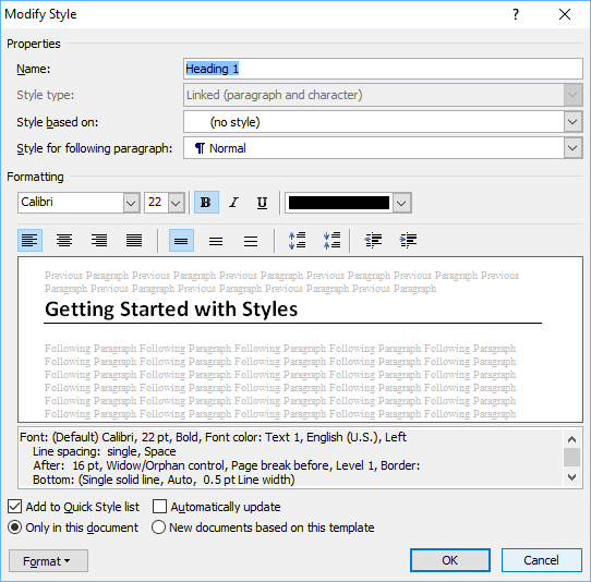 how to change style set in word 2003