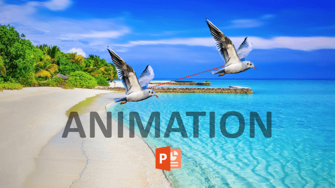 Add animations in PowerPoint represented by animated birds.
