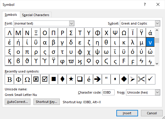 keyboard shortcuts mac greek letters
