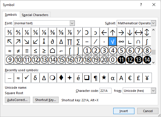 how to use shortcut keys for symbols in word