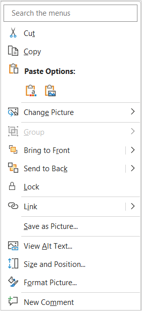 Lock option in context menu in PowerPoing.