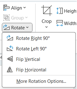 Rotate drop-down menu in PowerPoint to flip an image.