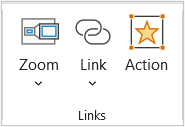 Link commands in the Ribbon in PowerPoint.