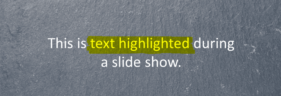 Text highlighted during a custom show in PowerPoint.